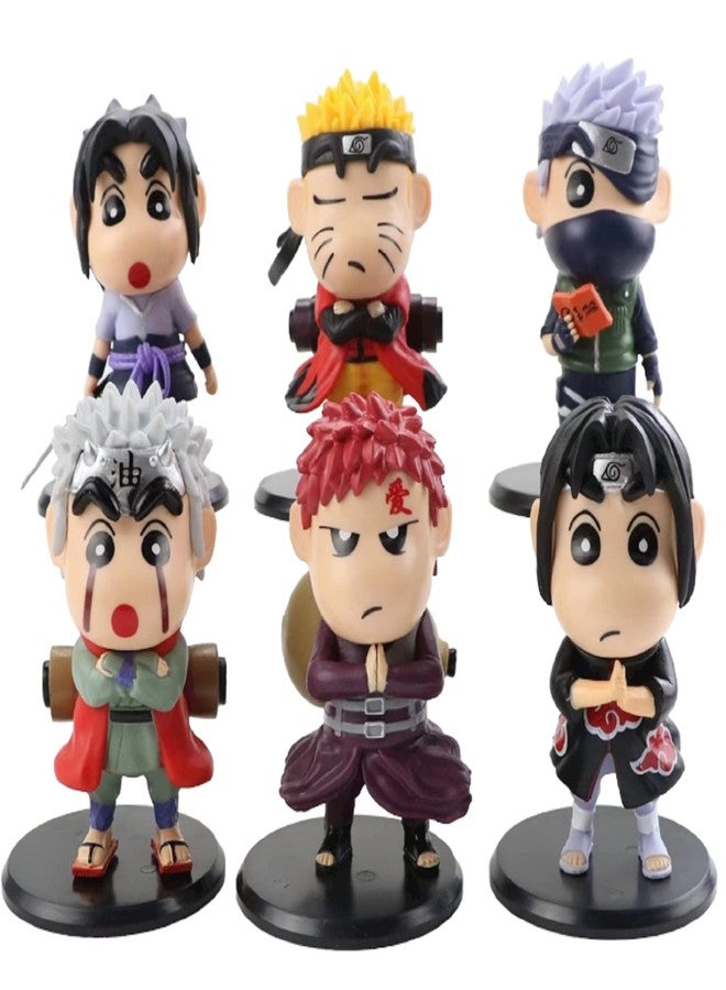 AUGEN Naruto Shinchan Set of 6 Action Figure Limited Edition for Car Dashboard, Decoration, Cake, Office Desk & Study Table (10cm)(Pack of 6) - Image 1